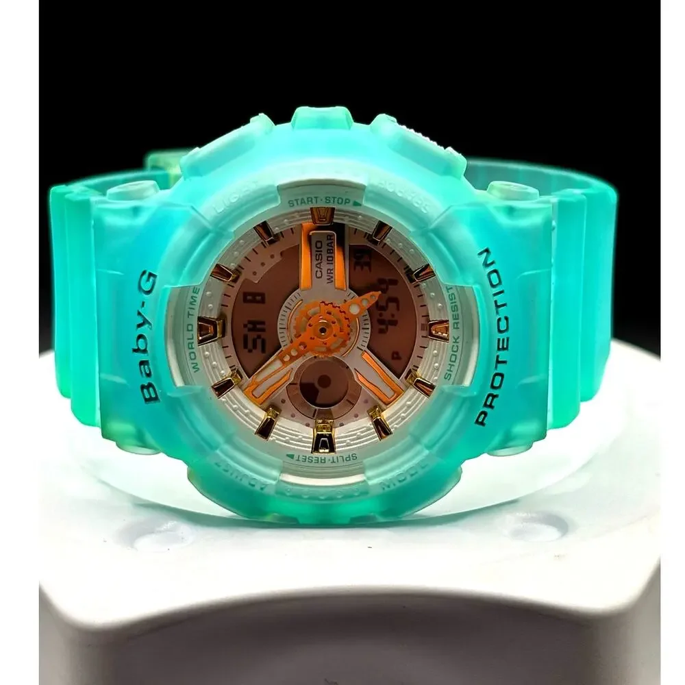 Casio Baby-G BA-110SC-2A Sea Glass Clear Teal Analog Digital Women's Watch